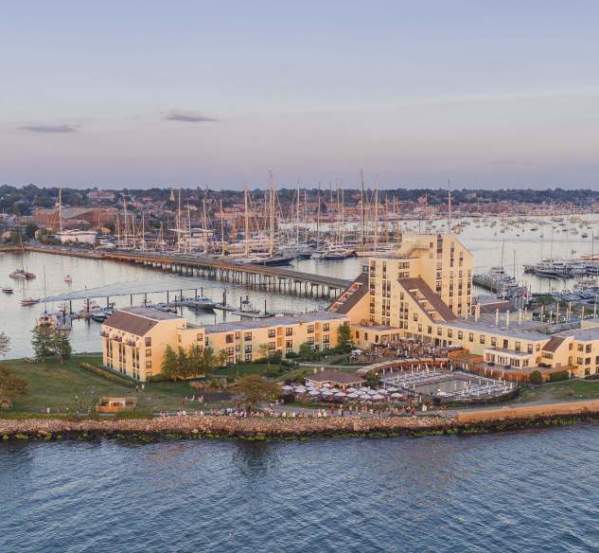 Aerial view of a harbor