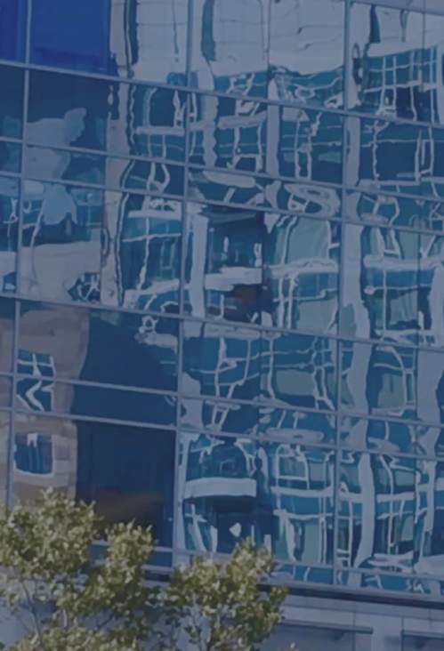 Reflective windows on building